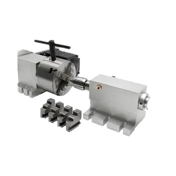 EU Ship 4th Axis Rotary Kit Nema34 4.5Nm Close Loop Stepper Motor Ratio (4:1) K12-100mm 4-Jaw Sanou Chuck+mt2 Tailstock for CNC
