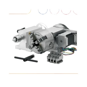 MHTNC 4th Axis Rotary Kit Nema34 4.5Nm Close Loop Stepper Motor Ratio (4:1) K12-100mm 4-Jaw Sanou Chuck+mt2 Tailstock for CNC