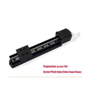 CNC Mini Trapezoidal Screw T6 Sliding Table Linear Rail Stage 50-200mm Stroke 1/2/4/6/12mm Pitch with Nema11 28mm Stepper Motor
